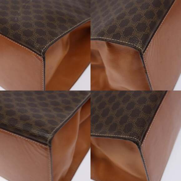 CELINE Macadam Canvas Hand Bag Pvc Leather Brown Gold - Picture 10 of 13